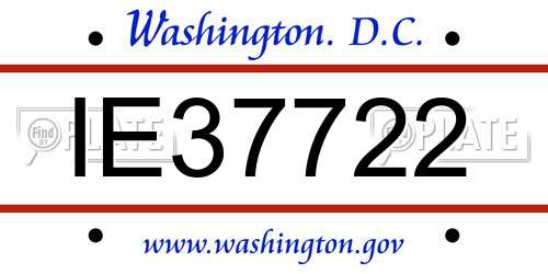 IE37722 District Of Columbia License Plate
