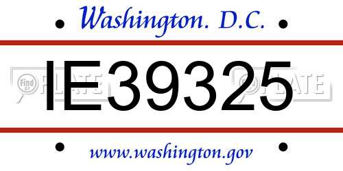 IE39325 District Of Columbia License Plate