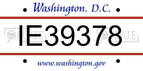 IE39378 District Of Columbia License Plate