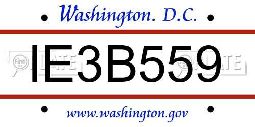 IE3B559 District Of Columbia License Plate