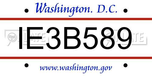 IE3B589 District Of Columbia License Plate