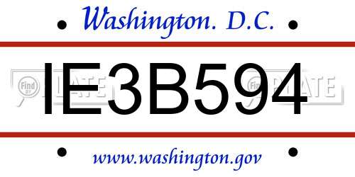 IE3B594 District Of Columbia License Plate