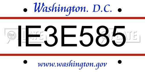 IE3E585 District Of Columbia License Plate