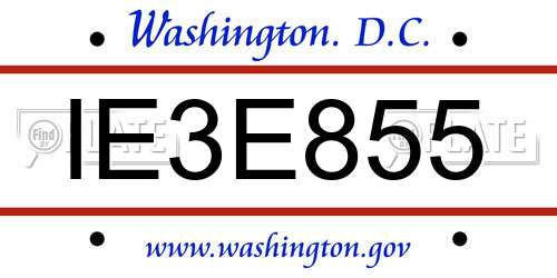 IE3E855 District Of Columbia License Plate