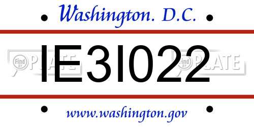 IE3I022 District Of Columbia License Plate