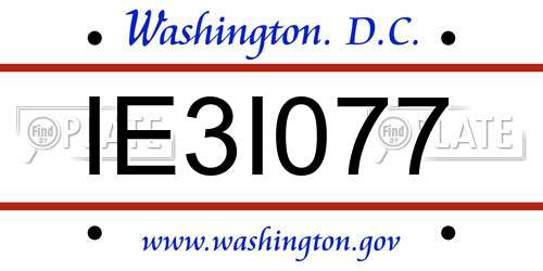 IE3I077 District Of Columbia License Plate