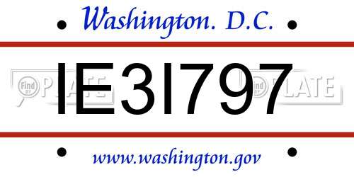 IE3I797 District Of Columbia License Plate