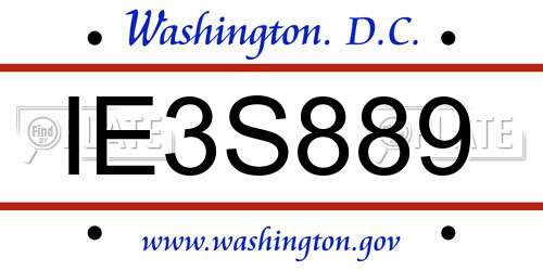 IE3S889 District Of Columbia License Plate