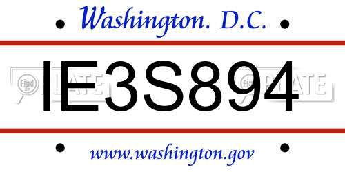 IE3S894 District Of Columbia License Plate