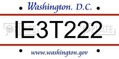 IE3T222 District Of Columbia License Plate