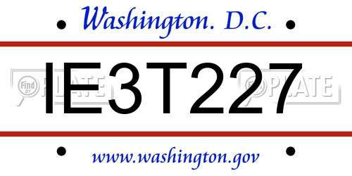 IE3T227 District Of Columbia License Plate