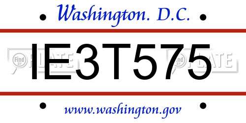 IE3T575 District Of Columbia License Plate