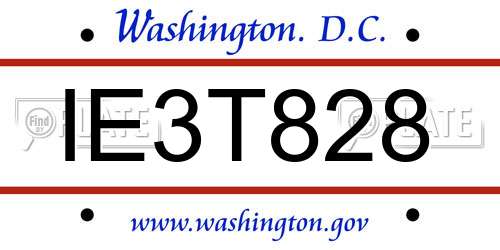 IE3T828 District Of Columbia License Plate
