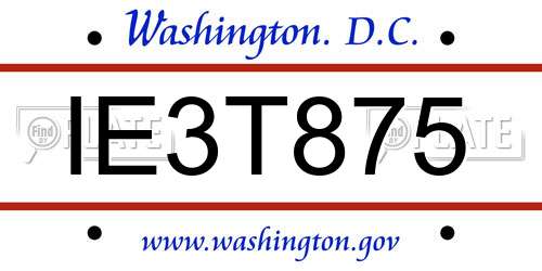 IE3T875 District Of Columbia License Plate
