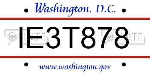 IE3T878 District Of Columbia License Plate