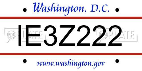 IE3Z222 District Of Columbia License Plate