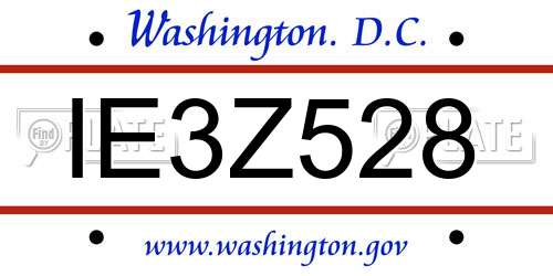 IE3Z528 District Of Columbia License Plate