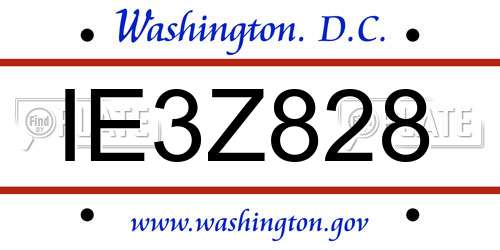 IE3Z828 District Of Columbia License Plate