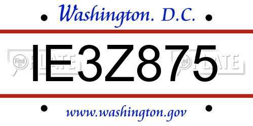 IE3Z875 District Of Columbia License Plate