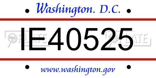 IE40525 District Of Columbia License Plate