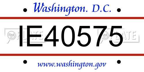 IE40575 District Of Columbia License Plate