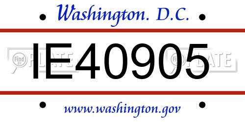 IE40905 District Of Columbia License Plate