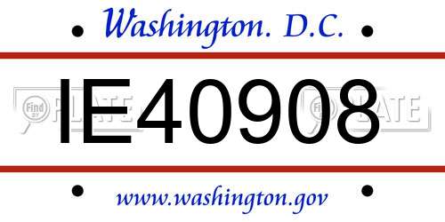 IE40908 District Of Columbia License Plate