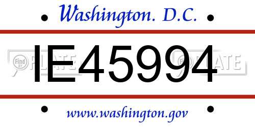 IE45994 District Of Columbia License Plate
