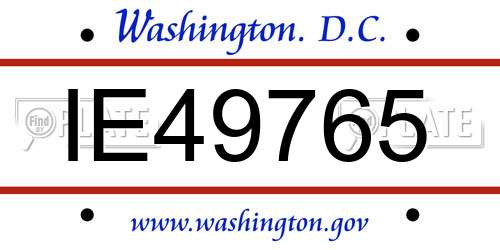 IE49765 District Of Columbia License Plate