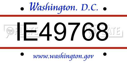 IE49768 District Of Columbia License Plate