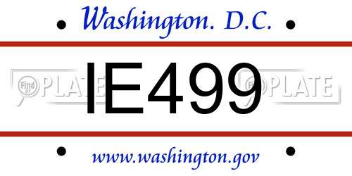 IE499 District Of Columbia License Plate