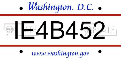 IE4B452 District Of Columbia License Plate