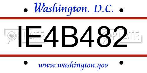 IE4B482 District Of Columbia License Plate