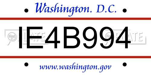 IE4B994 District Of Columbia License Plate