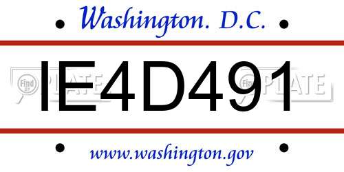 IE4D491 District Of Columbia License Plate