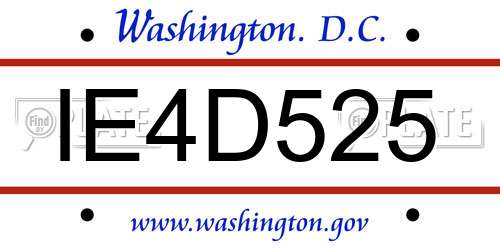 IE4D525 District Of Columbia License Plate