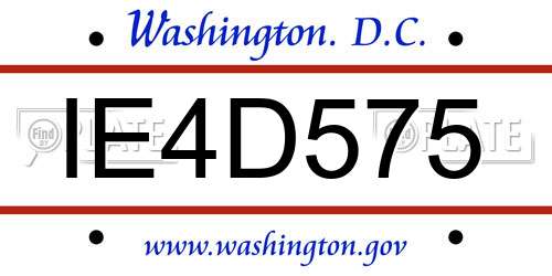 IE4D575 District Of Columbia License Plate