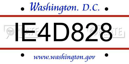 IE4D828 District Of Columbia License Plate