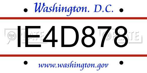 IE4D878 District Of Columbia License Plate
