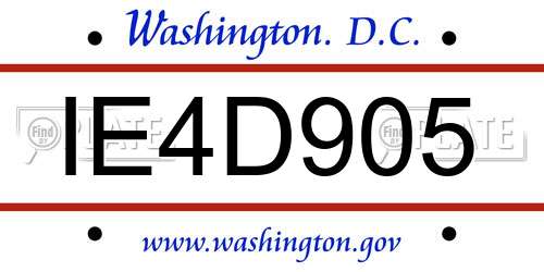 IE4D905 District Of Columbia License Plate
