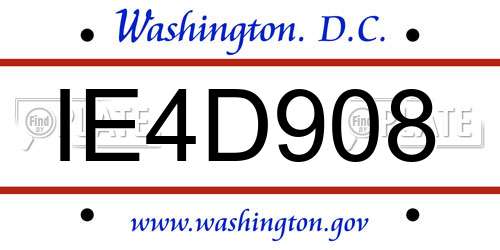 IE4D908 District Of Columbia License Plate
