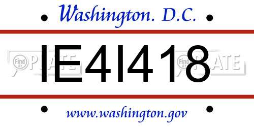 IE4I418 District Of Columbia License Plate