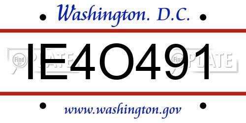 IE4O491 District Of Columbia License Plate