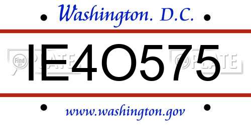 IE4O575 District Of Columbia License Plate