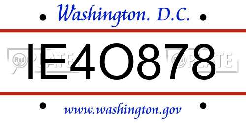 IE4O878 District Of Columbia License Plate