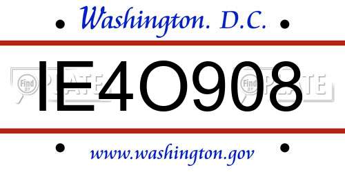 IE4O908 District Of Columbia License Plate