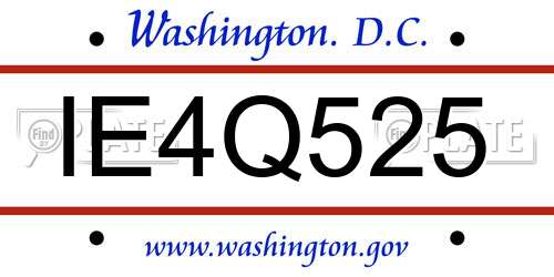 IE4Q525 District Of Columbia License Plate