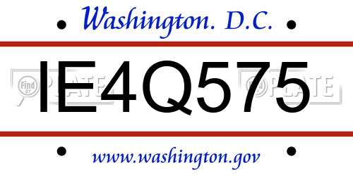 IE4Q575 District Of Columbia License Plate