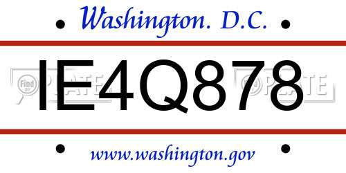 IE4Q878 District Of Columbia License Plate