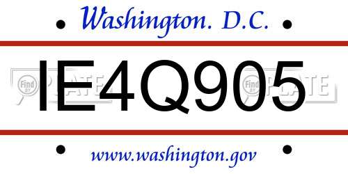 IE4Q905 District Of Columbia License Plate